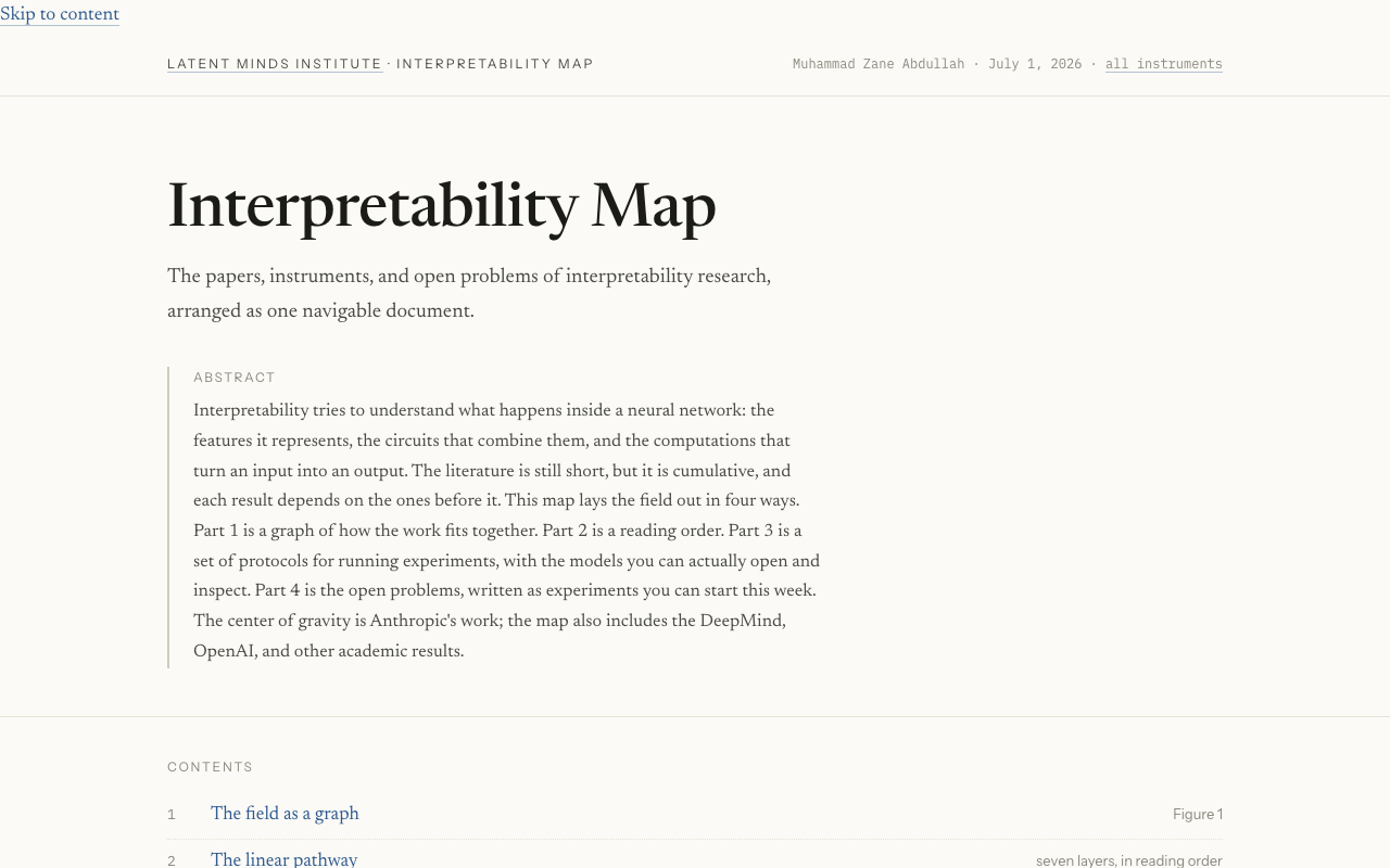 Screenshot of the Interpretability Map